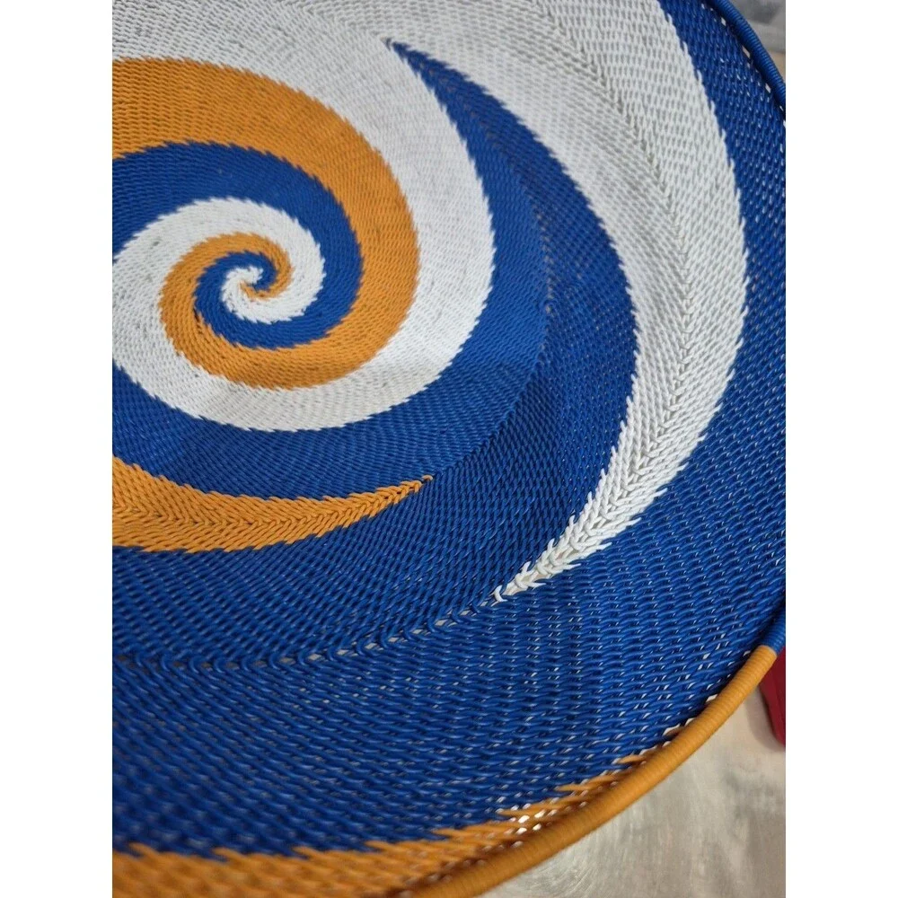 Hand Made South Africa Telephone Wire ABSTRACT Basket Hand Woven ZULU 12.5”